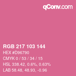 Color code: RGB 217 103 144 | qconv.com