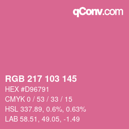 Color code: RGB 217 103 145 | qconv.com