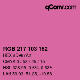 カラーコード: RGB 217 103 162 | qconv.com