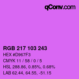 カラーコード: RGB 217 103 243 | qconv.com