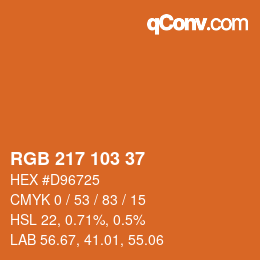 Color code: RGB 217 103 37 | qconv.com