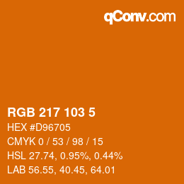 Color code: RGB 217 103 5 | qconv.com