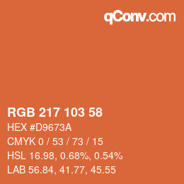 Color code: RGB 217 103 58 | qconv.com