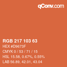 Color code: RGB 217 103 63 | qconv.com