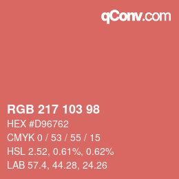 Color code: RGB 217 103 98 | qconv.com