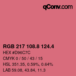 カラーコード: RGB 217 108.8 124.4 | qconv.com