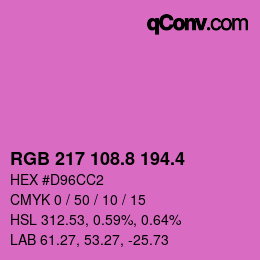 カラーコード: RGB 217 108.8 194.4 | qconv.com