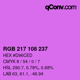 Color code: RGB 217 108 237 | qconv.com