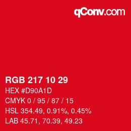 カラーコード: RGB 217 10 29 | qconv.com