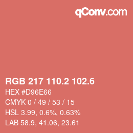 カラーコード: RGB 217 110.2 102.6 | qconv.com