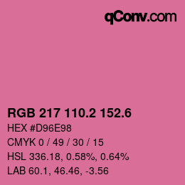 カラーコード: RGB 217 110.2 152.6 | qconv.com