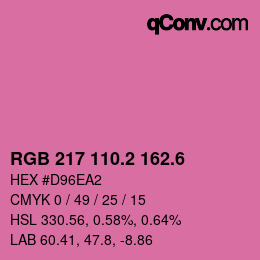 カラーコード: RGB 217 110.2 162.6 | qconv.com