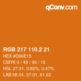 カラーコード: RGB 217 110.2 21 | qconv.com