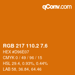 カラーコード: RGB 217 110.2 7.6 | qconv.com