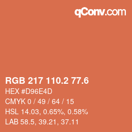 カラーコード: RGB 217 110.2 77.6 | qconv.com