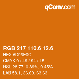 カラーコード: RGB 217 110.6 12.6 | qconv.com