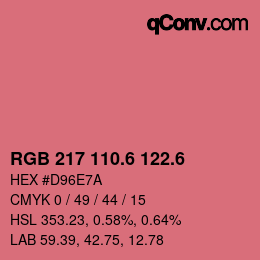 カラーコード: RGB 217 110.6 122.6 | qconv.com