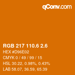 カラーコード: RGB 217 110.6 2.6 | qconv.com
