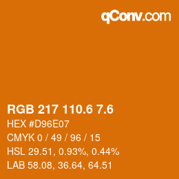 カラーコード: RGB 217 110.6 7.6 | qconv.com