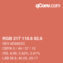 カラーコード: RGB 217 110.6 92.6 | qconv.com