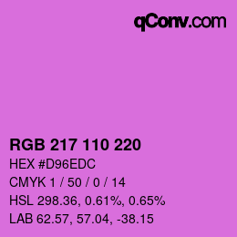 カラーコード: RGB 217 110 220 | qconv.com