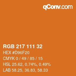 Color code: RGB 217 111 32 | qconv.com