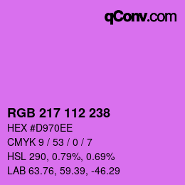 Color code: RGB 217 112 238 | qconv.com