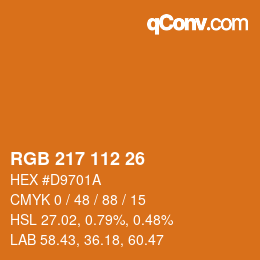 Color code: RGB 217 112 26 | qconv.com