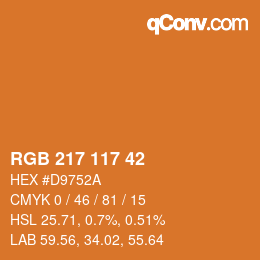 Color code: RGB 217 117 42 | qconv.com
