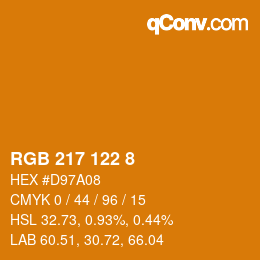 颜色代码: RGB 217 122 8 | qconv.com