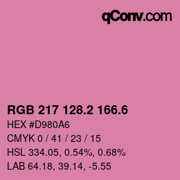 カラーコード: RGB 217 128.2 166.6 | qconv.com