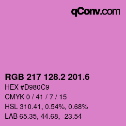 カラーコード: RGB 217 128.2 201.6 | qconv.com