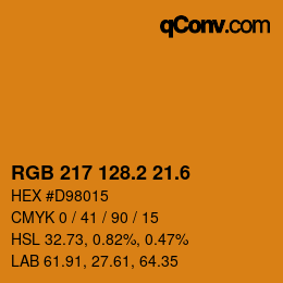 カラーコード: RGB 217 128.2 21.6 | qconv.com