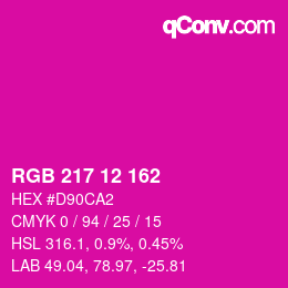 Color code: RGB 217 12 162 | qconv.com