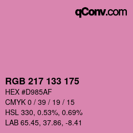 颜色代码: RGB 217 133 175 | qconv.com