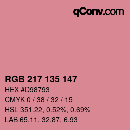 Color code: RGB 217 135 147 | qconv.com