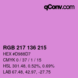 Color code: RGB 217 136 215 | qconv.com