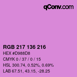 Color code: RGB 217 136 216 | qconv.com