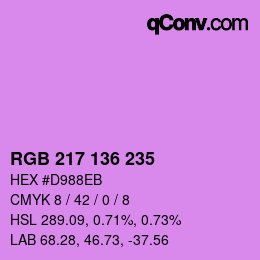 Color code: RGB 217 136 235 | qconv.com