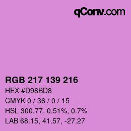 Color code: RGB 217 139 216 | qconv.com