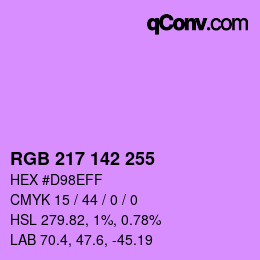 カラーコード: RGB 217 142 255 | qconv.com