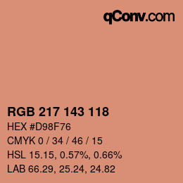 カラーコード: RGB 217 143 118 | qconv.com