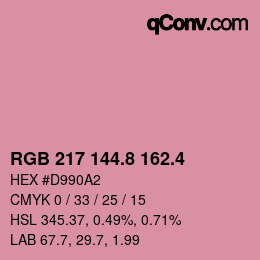カラーコード: RGB 217 144.8 162.4 | qconv.com