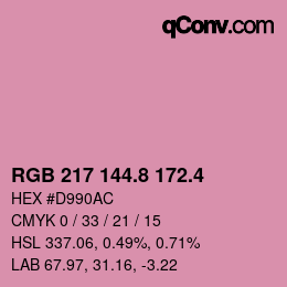 カラーコード: RGB 217 144.8 172.4 | qconv.com