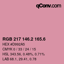 カラーコード: RGB 217 146.2 165.6 | qconv.com