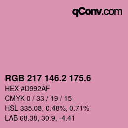 カラーコード: RGB 217 146.2 175.6 | qconv.com