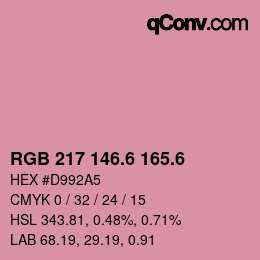 カラーコード: RGB 217 146.6 165.6 | qconv.com