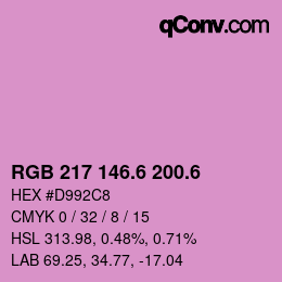 カラーコード: RGB 217 146.6 200.6 | qconv.com