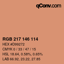 カラーコード: RGB 217 146 114 | qconv.com