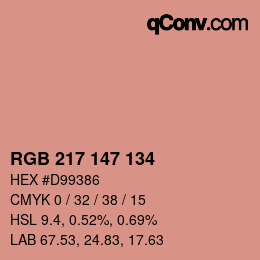 Color code: RGB 217 147 134 | qconv.com